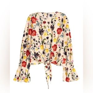 H&M Tie-hem Top in white Floral in Medium